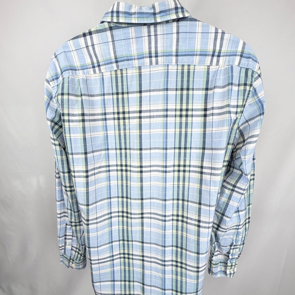 Nautica Heritage Plaid Button Down Shirt Mens M Blue Green Cotton Long Sleeve - Picture 2 of 8